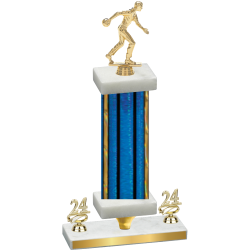 Premium Single Blue Glacier Year Bowling Trophy
