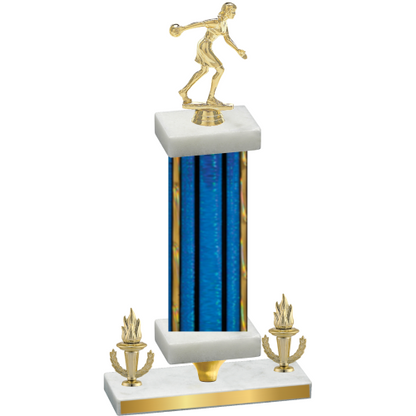 Premium Single Blue Glacier Victory Bowling Trophy