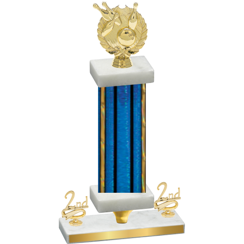 Premium Single Blue Glacier Second Place Bowling Trophy