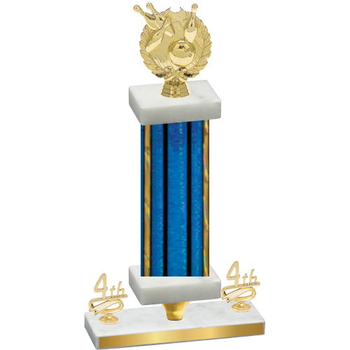 Premium Single Blue Glacier Fourth Place Bowling Trophy