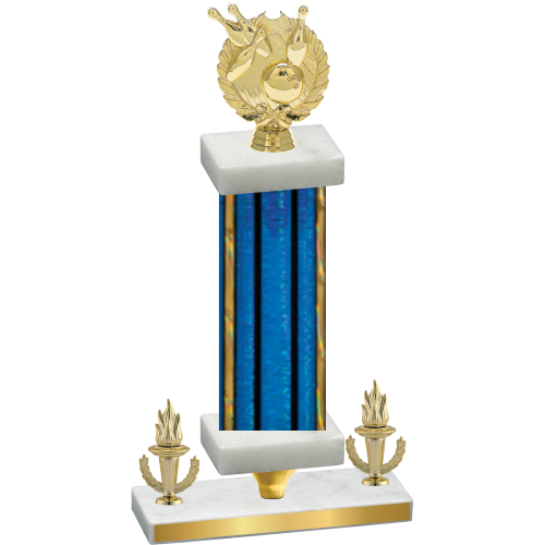 Premium Single Blue Glacier Victory Bowling Trophy