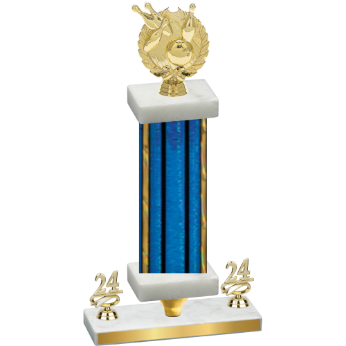 Premium Single Blue Glacier Year Bowling Trophy