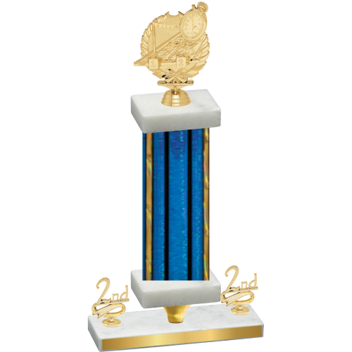 Premium Single Blue Glacier Second Place Swimming Trophy