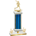 Premium Single Blue Glacier Third Place Lacrosse Trophy