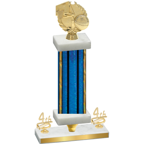 Premium Single Blue Glacier Fourth Place Basketball Trophy
