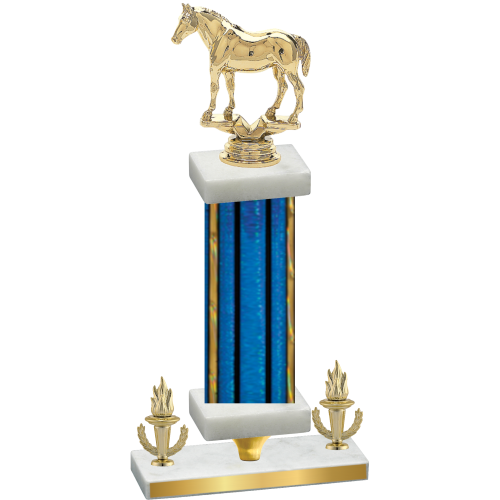 Premium Single Blue Glacier Victory Horses Trophy