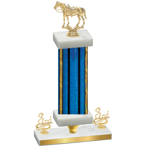 Premium Single Blue Glacier Third Place Horses Trophy