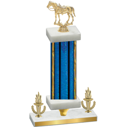 Premium Single Blue Glacier Victory Horses Trophy
