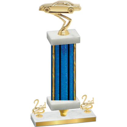 Premium Single Blue Glacier Second Place Cars Trophy