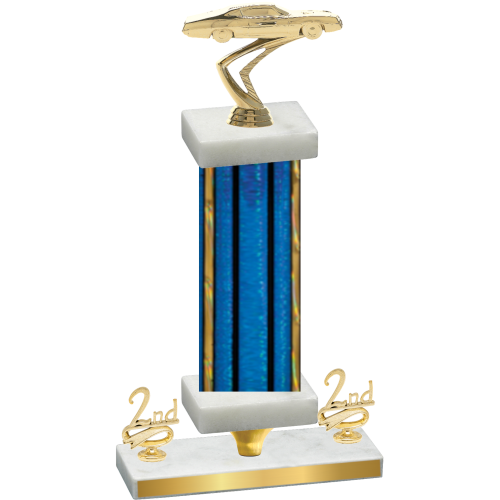 Premium Single Blue Glacier Second Place Cars Trophy