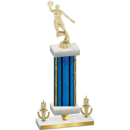 Premium Single Blue Glacier Victory Basketball Trophy