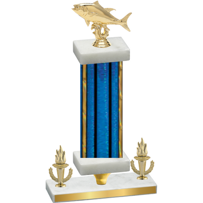 Premium Single Blue Glacier Victory Fishing Trophy