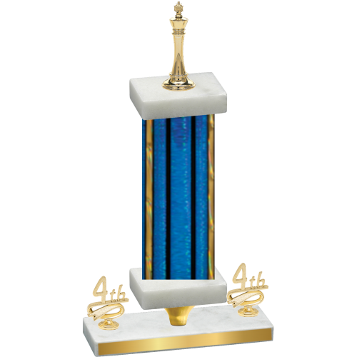 Premium Single Blue Glacier Fourth Place Chess Trophy