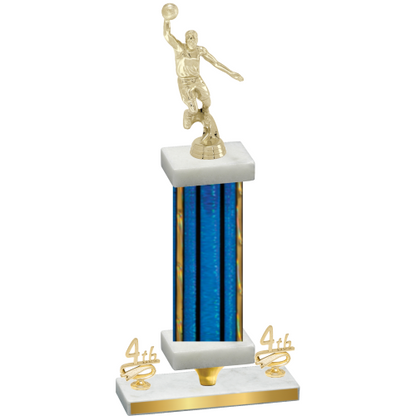 Premium Single Blue Glacier Fourth Place Basketball Trophy