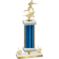 Premium Single Blue Glacier First Place Flag Football Trophy