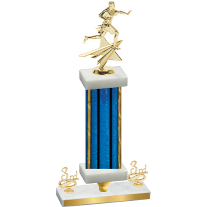 Premium Single Blue Glacier Third Place Flag Football Trophy