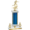 Premium Single Blue Glacier Victory Flag Football Trophy