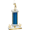 Premium Single Blue Glacier Fourth Place Golf Trophy