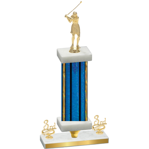 Premium Single Blue Glacier Third Place Golf Trophy