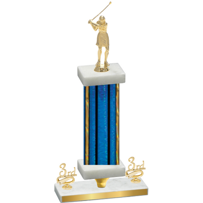 Premium Single Blue Glacier Third Place Golf Trophy