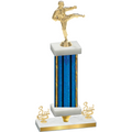 Premium Single Blue Glacier Third Place Karate Trophy