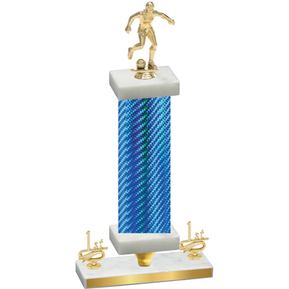 Premium Single Blue Carbon Fiber First Place Soccer Trophy