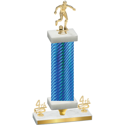 Premium Single Blue Carbon Fiber Fourth Place Soccer Trophy