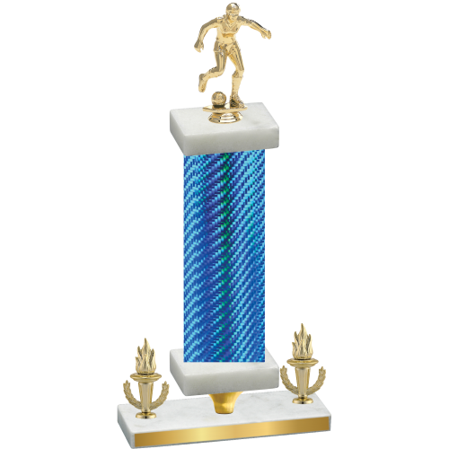 Premium Single Blue Carbon Fiber Victory Soccer Trophy