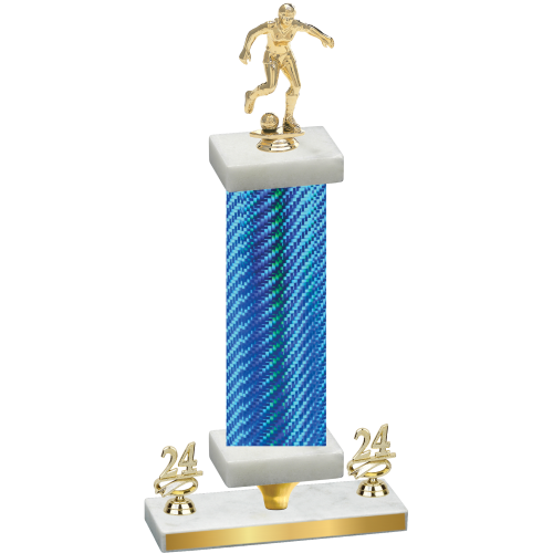 Premium Single Blue Carbon Fiber Year Soccer Trophy