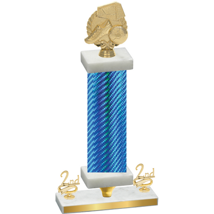 Premium Single Blue Carbon Fiber Second Place Soccer Trophy
