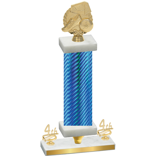 Premium Single Blue Carbon Fiber Fourth Place Soccer Trophy