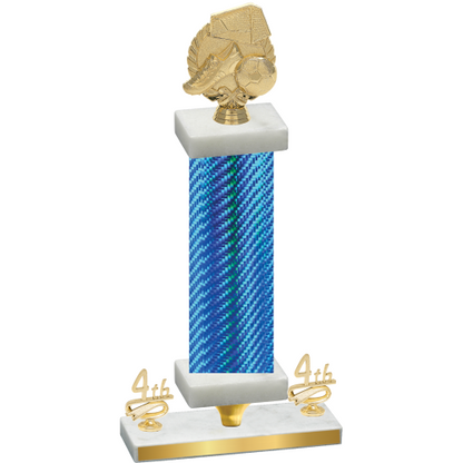 Premium Single Blue Carbon Fiber Fourth Place Soccer Trophy