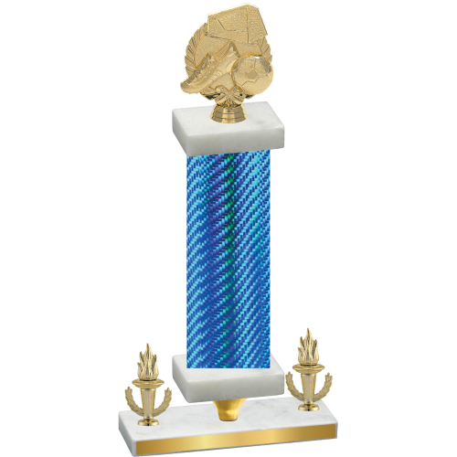 Premium Single Blue Carbon Fiber Victory Soccer Trophy