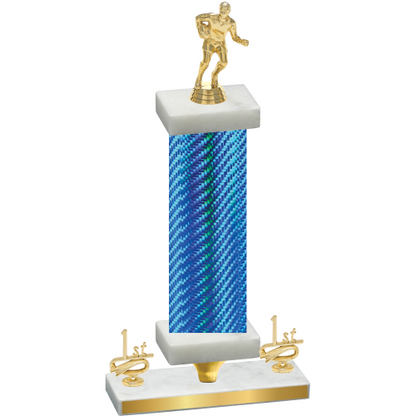 Premium Single Blue Carbon Fiber First Place Rugby Trophy