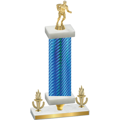 Premium Single Blue Carbon Fiber Victory Rugby Trophy