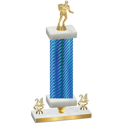 Premium Single Blue Carbon Fiber Year Rugby Trophy