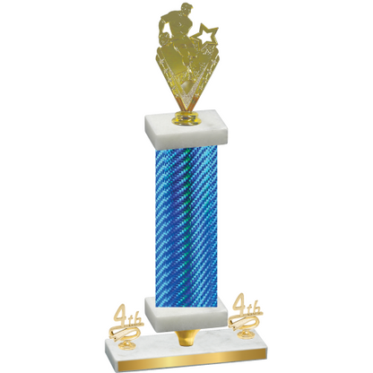 Premium Single Blue Carbon Fiber Fourth Place Rugby Trophy