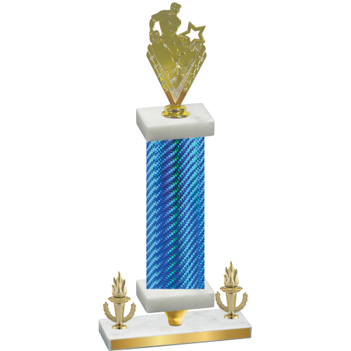 Premium Single Blue Carbon Fiber Victory Rugby Trophy