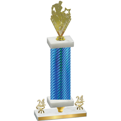 Premium Single Blue Carbon Fiber Year Rugby Trophy