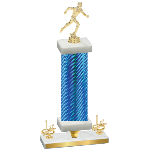 Premium Single Blue Carbon Fiber First Place Running Trophy