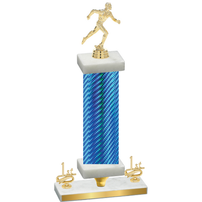 Premium Single Blue Carbon Fiber First Place Running Trophy