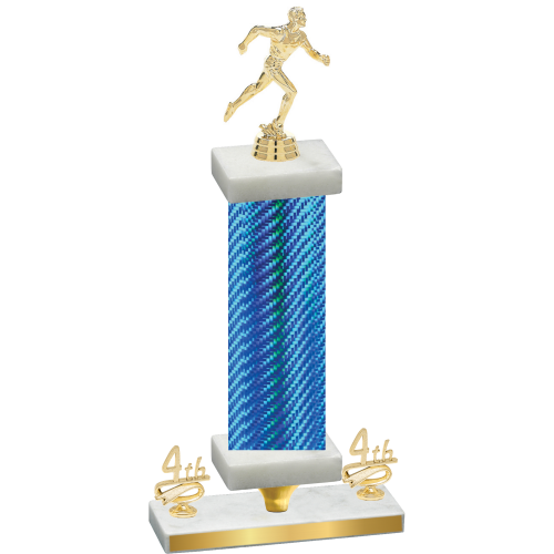 Premium Single Blue Carbon Fiber Fourth Place Running Trophy