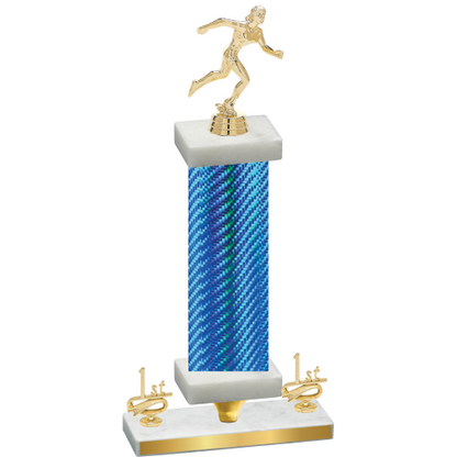 Premium Single Blue Carbon Fiber First Place Running Trophy