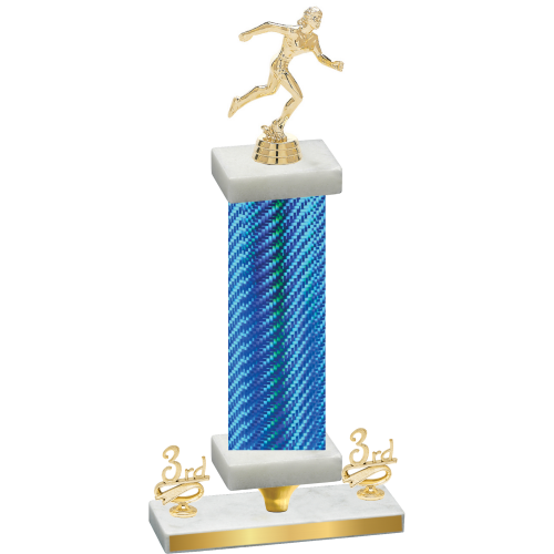Premium Single Blue Carbon Fiber Third Place Running Trophy