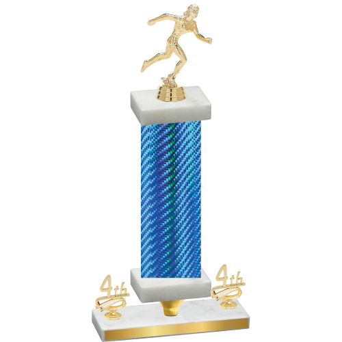 Premium Single Blue Carbon Fiber Fourth Place Running Trophy