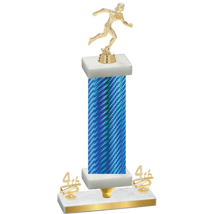 Premium Single Blue Carbon Fiber Fourth Place Running Trophy