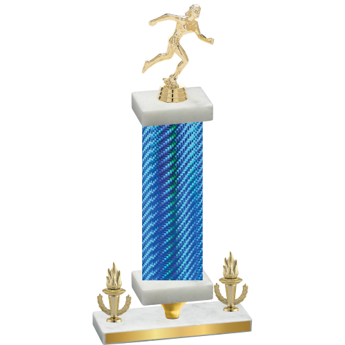 Premium Single Blue Carbon Fiber Victory Running Trophy