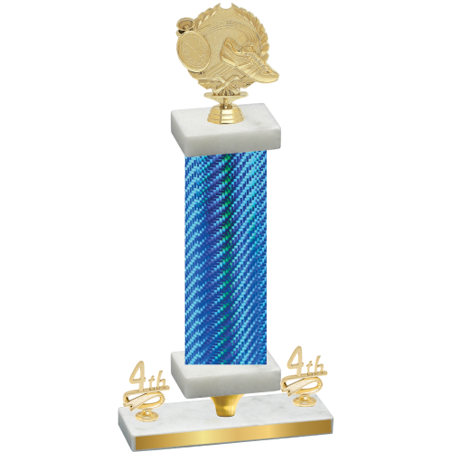 Premium Single Blue Carbon Fiber Fourth Place Running Trophy