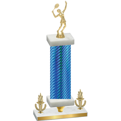 Premium Single Blue Carbon Fiber Victory Tennis Trophy