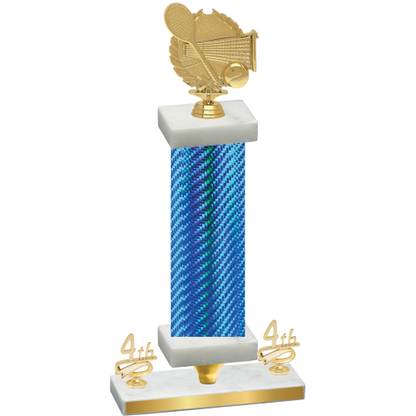 Premium Single Blue Carbon Fiber Fourth Place Tennis Trophy